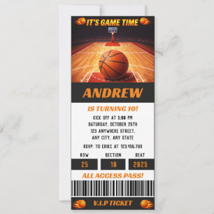 Basketball Pro Ball Birthday Party ticket Invitation