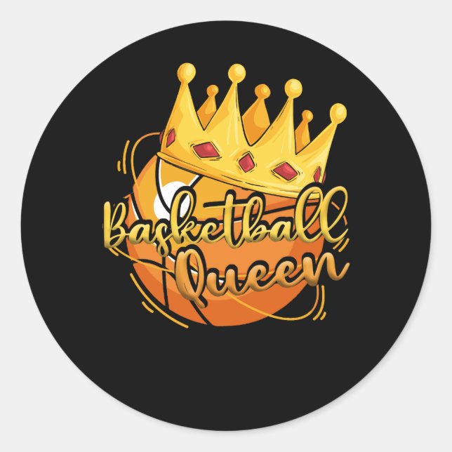 Basketball Queen Crown Girls Basketball Womens Bas Classic Round Sticker (Front)