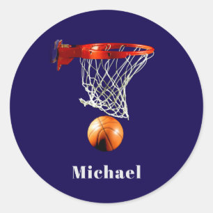 Basketball Replace with Your Name Classic Round Sticker