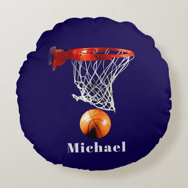 Basketball Replace with Your Name Round Cushion (Front)