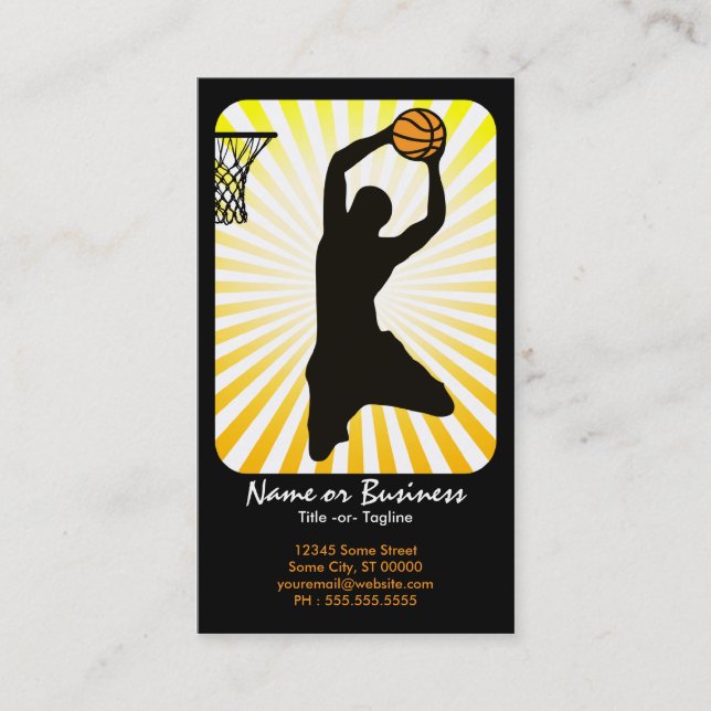 basketball : retro rays : business card (Front)