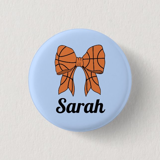 Basketball Ribbon Bow Custom Button (Front)