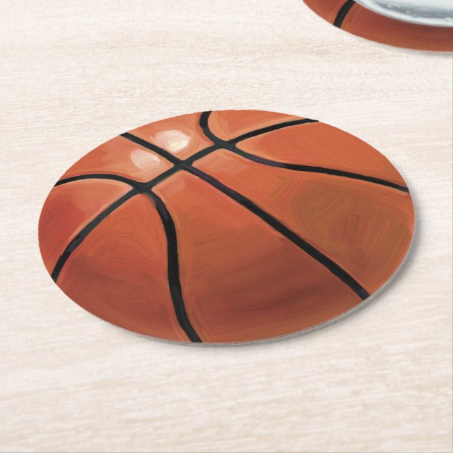 Basketball Round Paper Coaster (Angled)