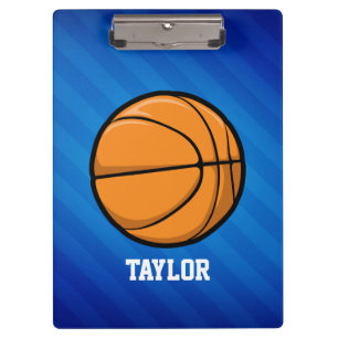 Basketball; Royal Blue Stripes Clipboard