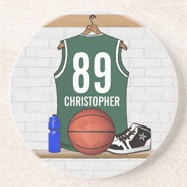 BasketBall Sandstone Drinks coasters (green) (Front)