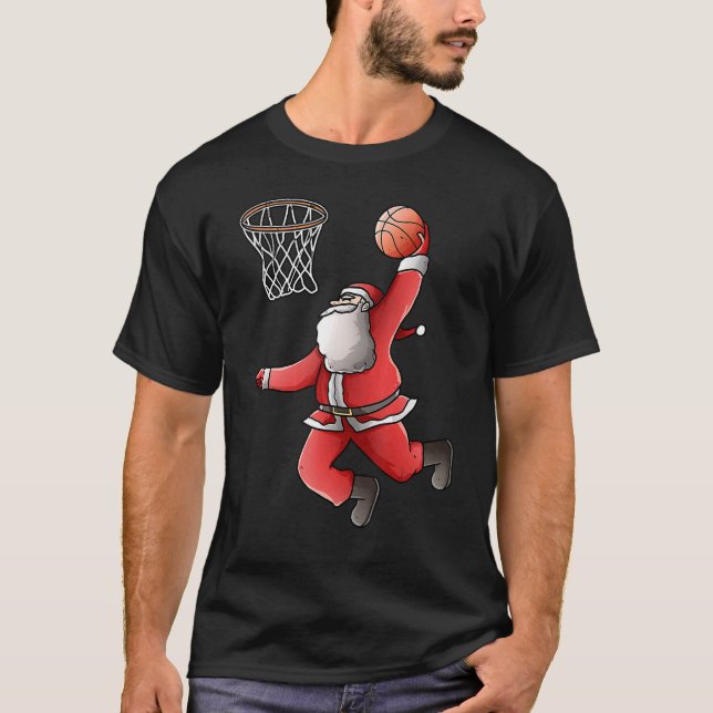 Basketball Santa Christmas Dunk Cool Sport X Mas P T-Shirt (Front)