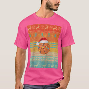 Basketball Santa Christmas Holiday Lights Base T-Shirt