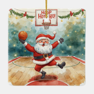 Basketball Santa Claus is playing Christmas Ceramic Ornament