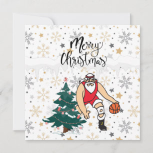 Basketball Santa Claus is playing with Christmas Card