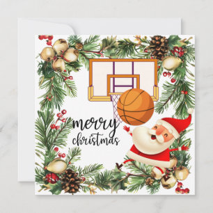 Basketball Santa Claus is playing with Christmas Card
