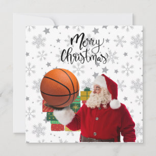 Basketball Santa Claus is playing with Christmas Card