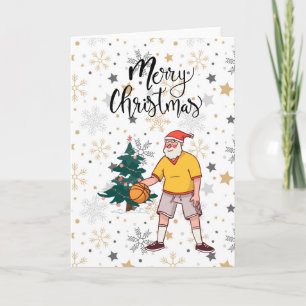 Basketball Santa Claus is playing with Christmas Card