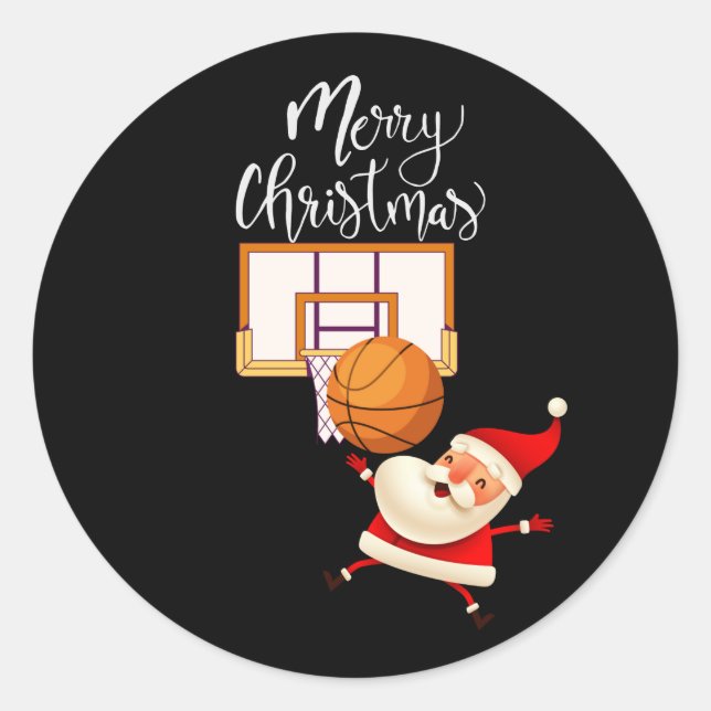 Basketball Santa Claus is playing with Christmas   Classic Round Sticker (Front)