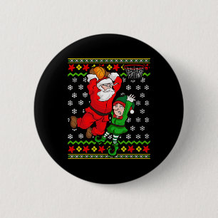 Basketball Santa Claus Slam Dunk Elf Ugly Christma 6 Cm Round Badge