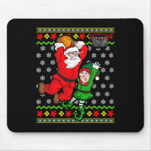 Basketball Santa Claus Slam Dunk Elf Ugly Christma Mouse Mat