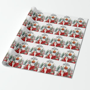 Basketball Santa Claus with Snowman for Christmas  Wrapping Paper