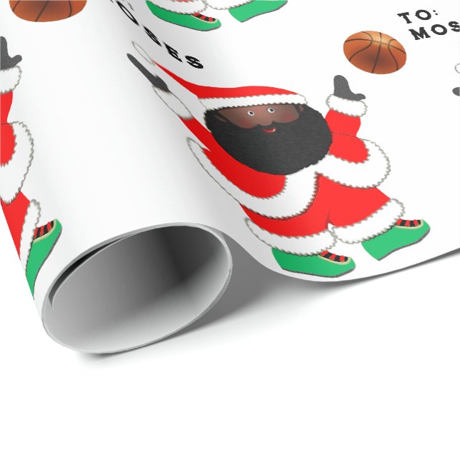 Basketball Santa Claus Wrapping Paper (Roll Corner)