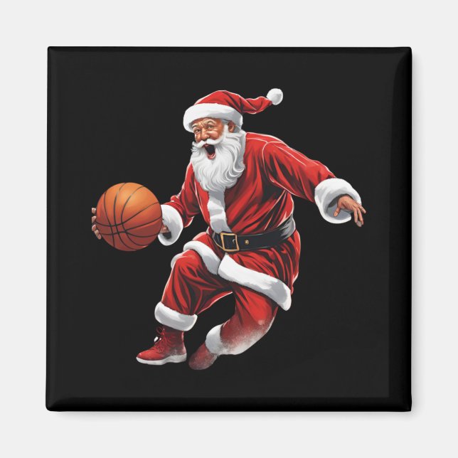 Basketball Santa Slam Dunk Ugly Christmas  Magnet (Front)