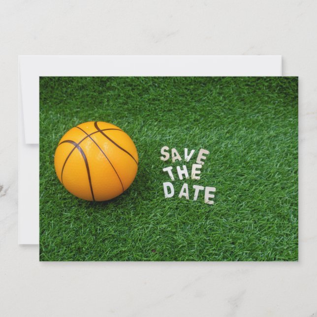 Basketball Save the date with basketball on green Invitation (Front)