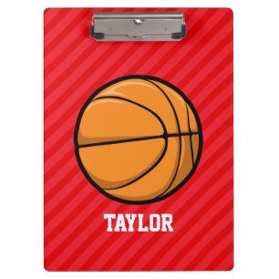 Basketball; Scarlet Red Stripes Clipboard