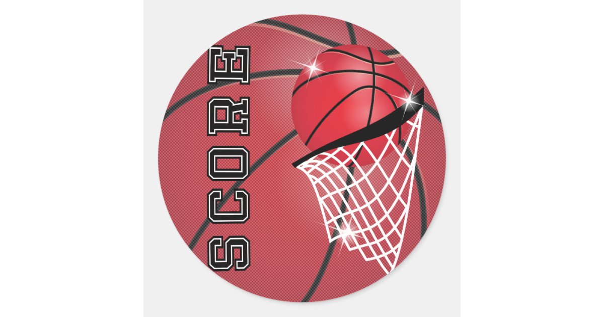 Basketball Score in Red Classic Round Sticker | Zazzle.co.uk