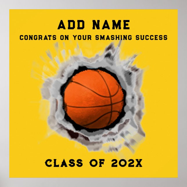 Basketball Senior Graduation Congrats Poster (Front)
