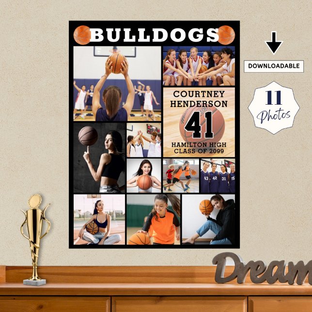 Basketball Senior Night 11 Photo Collage Poster (Creator Uploaded)