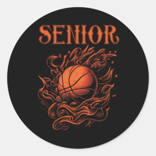 Basketball Senior Night Auntie . Classic Round Sticker