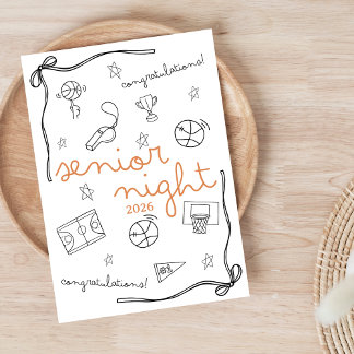 Basketball Senior Night custom year doodle design Card