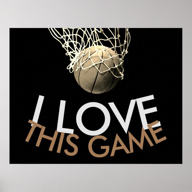 Basketball Sepia Tones Retro Look Poster (Front)