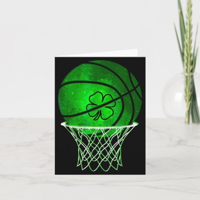 Basketball Shamrock Lucky Clover Irish St Patrick' Card (Front)