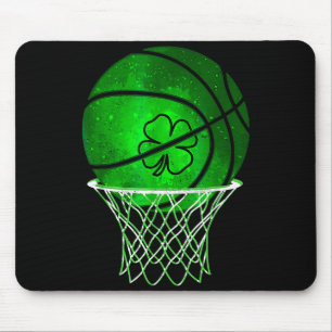 Basketball Shamrock Lucky Clover Irish St Patrick' Mouse Mat