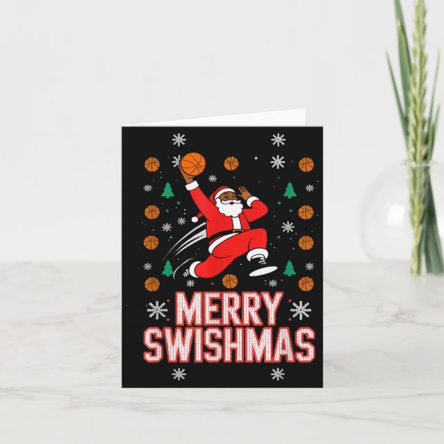 Basketball Shirt Boys Christmas Pajamas Merry Swis Card (Front)
