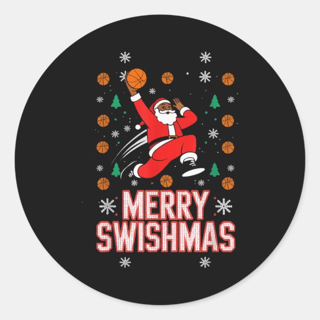 Basketball Shirt Boys Christmas Pajamas Merry Swis Classic Round Sticker (Front)