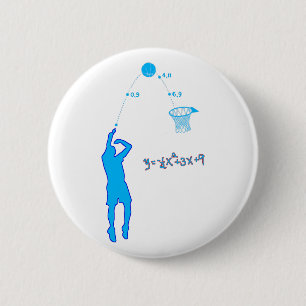 Basketball Shot and Quadratic equation 6 Cm Round Badge