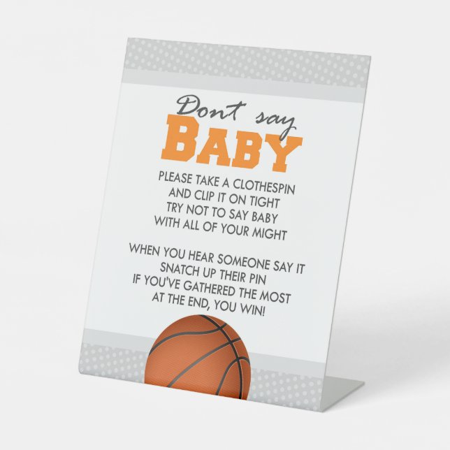 Basketball Shower Don't Say Baby Party Game Sign (Front)