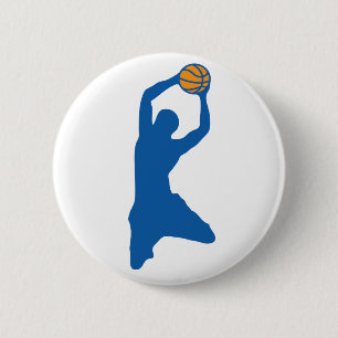 basketball silhouette 6 cm round badge