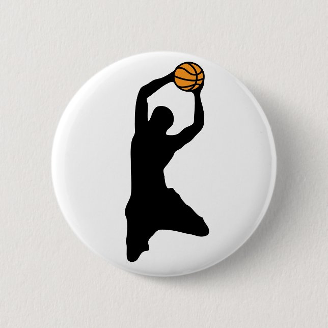 basketball silhouette 6 cm round badge (Front)