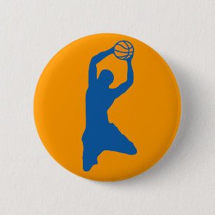 basketball silhouette 6 cm round badge