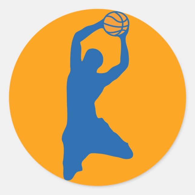 basketball silhouette classic round sticker (Front)