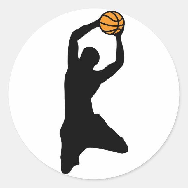 basketball silhouette classic round sticker (Front)