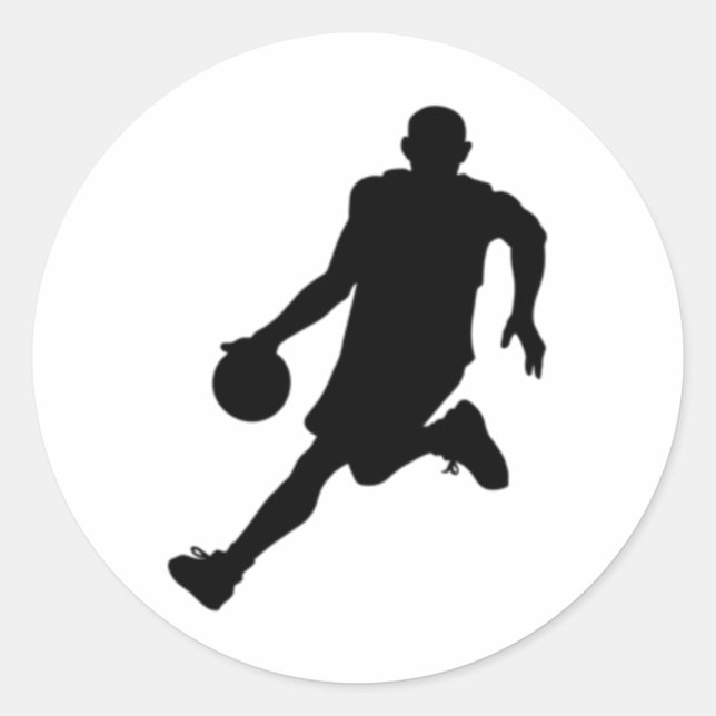 Basketball Silhouette  Classic Round Sticker (Front)