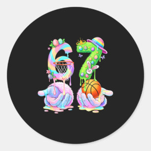 Basketball Six Seven 67 Easter Bunny Funny 67 Meme Classic Round Sticker