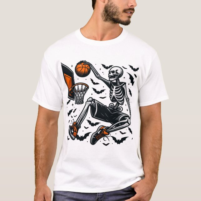 Basketball Skeleton Halloween Player T-Shirt (Front)