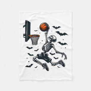 Basketball Skeleton Halloween Skeleton Basketball Fleece Blanket