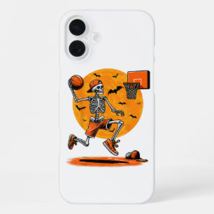 Basketball Skeleton Spooky Halloween iPhone 16 Plus Case