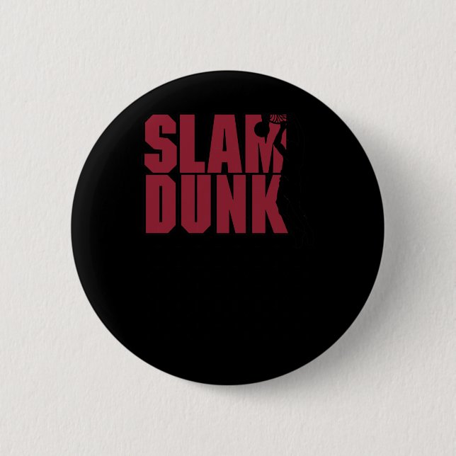 Basketball Slam Dunk  6 Cm Round Badge (Front)