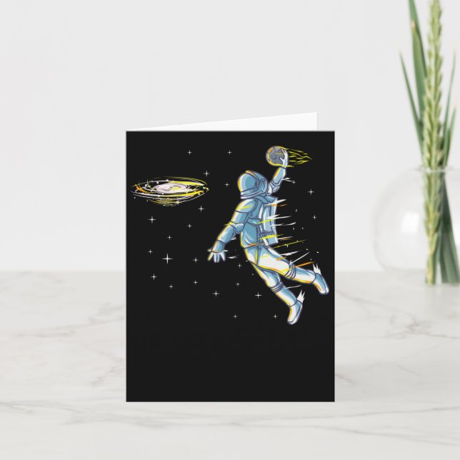 Basketball Slam Dunk Astronaut Space  Card (Front)