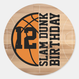 Basketball Slam Dunk Birthday Party Classic Round Sticker