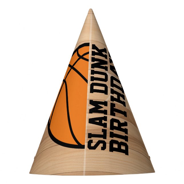 Basketball Slam Dunk Birthday Party Hat (Front)